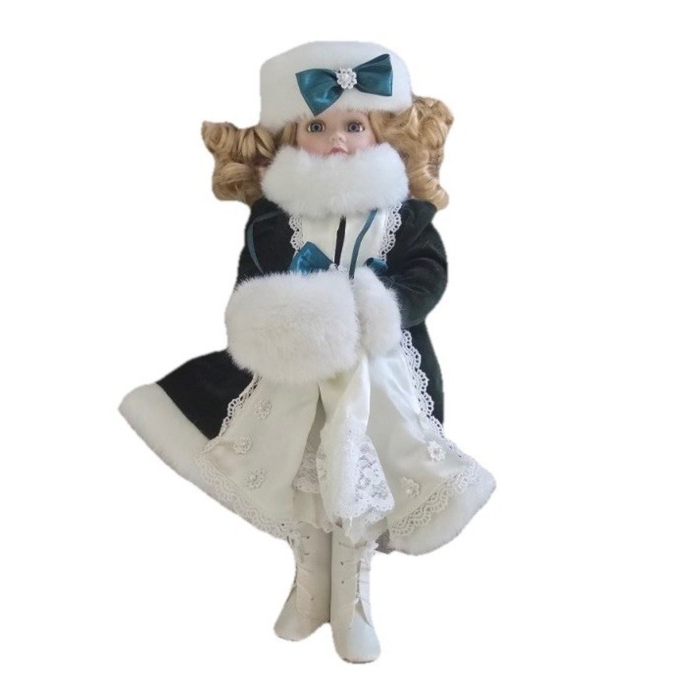 Royalton‎ Collection Genuine Porcelain Doll Green Velvet Coat Hand Warmer 1998